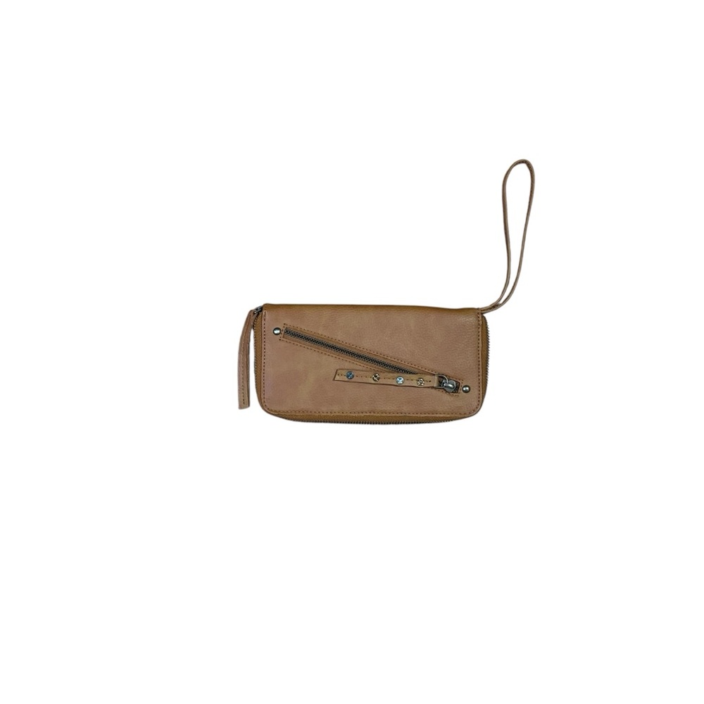 Free People Wristlet Wallet Clutch Camel Brown Vegan Leather Zip Closure NWOT - Picture 6 of 7